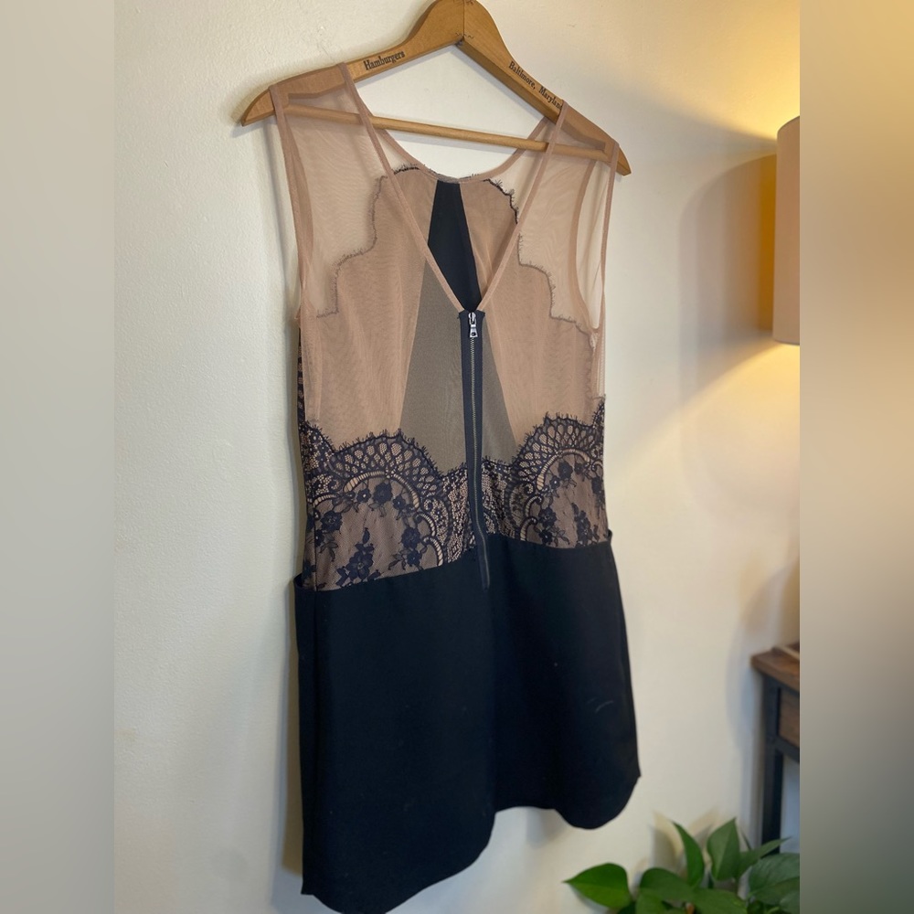 BCBGMaxAzria Black and Nude Lace Mini Dress - Picture 3 of 10